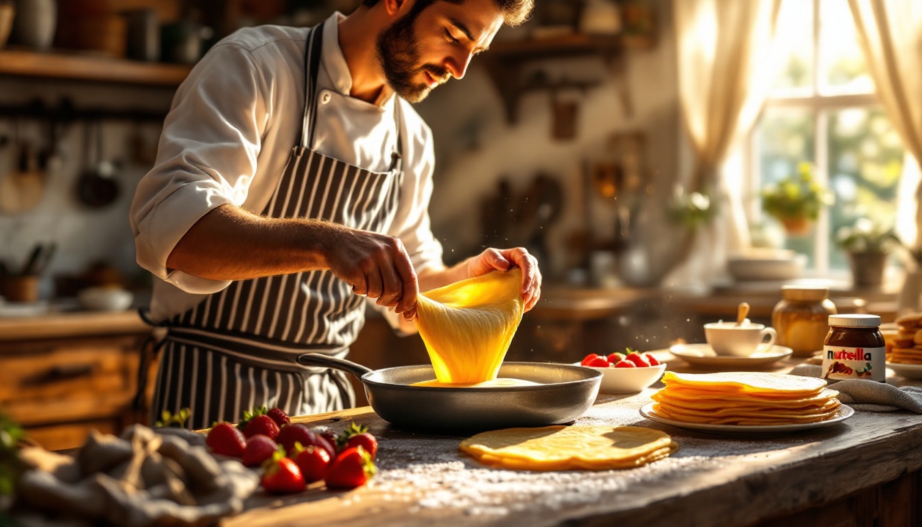 découvrez la délicieuse recette de crêpes, une tradition française incontournable. faciles à préparer, savoureuses et déclinables à l'infini, ces crêpes raviront vos papilles et celles de vos proches. plongez dans l'art culinaire français et réalisez des crêpes parfaites pour toutes les occasions.